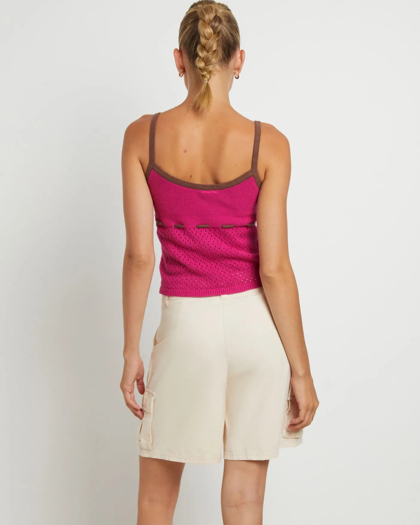 Quinn Crochet Tank Top in Magenta