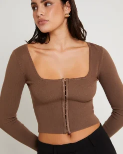 Quinn Hook & Eye Long Sleeve Knit Top