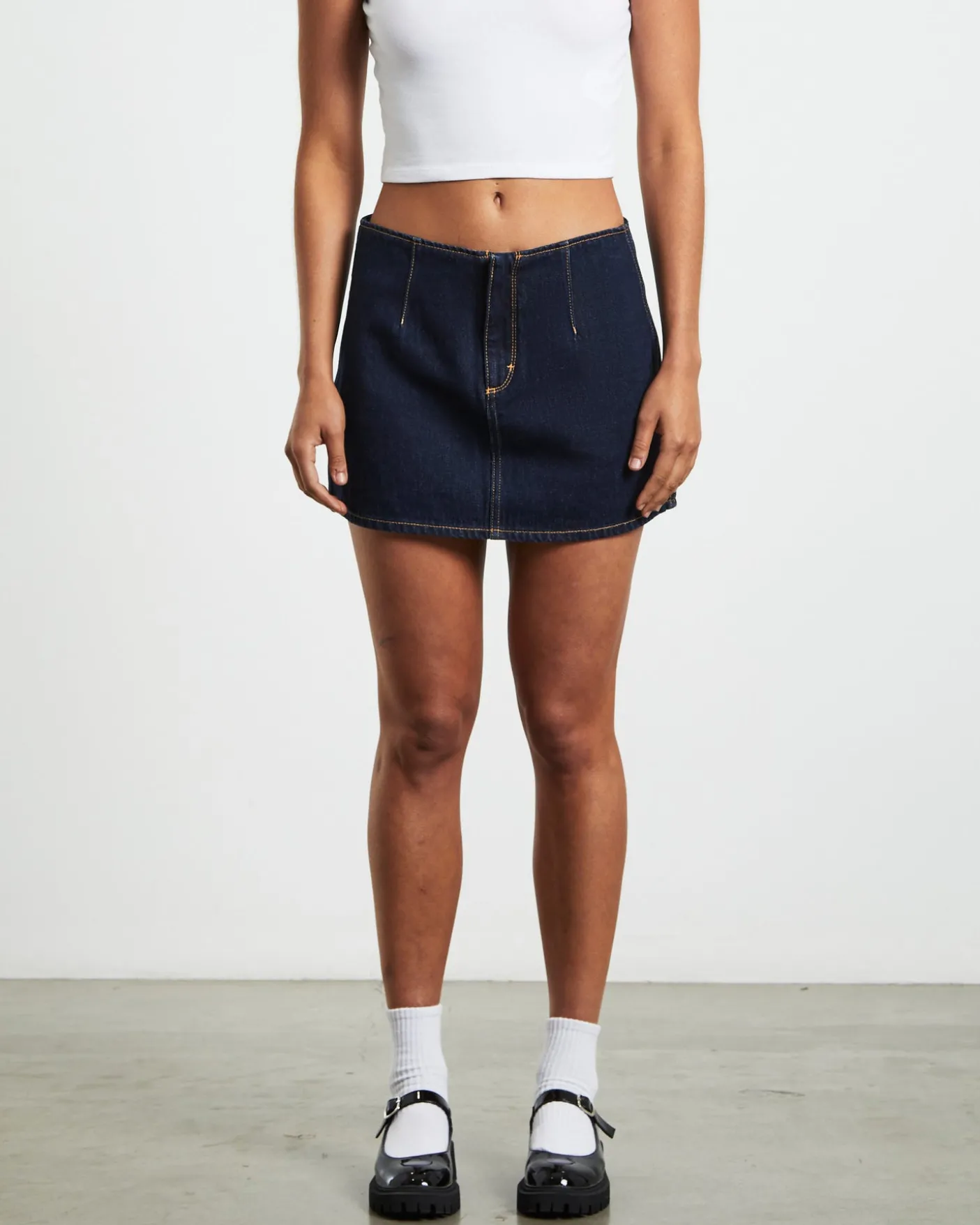 Recut Mini Skirt in Rinse Denim