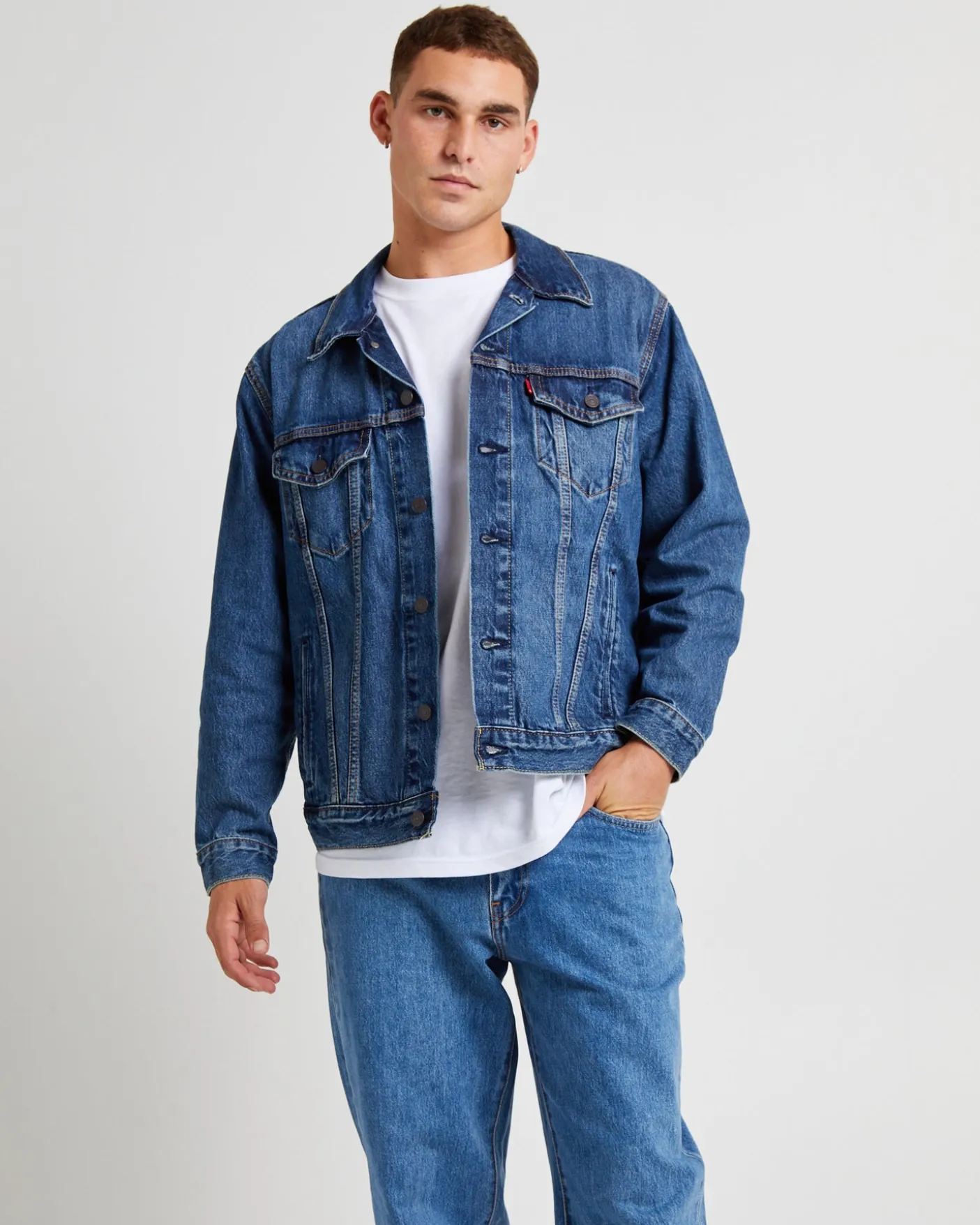 Relaxed Fit Trucker Denim Jacket Waterfalls