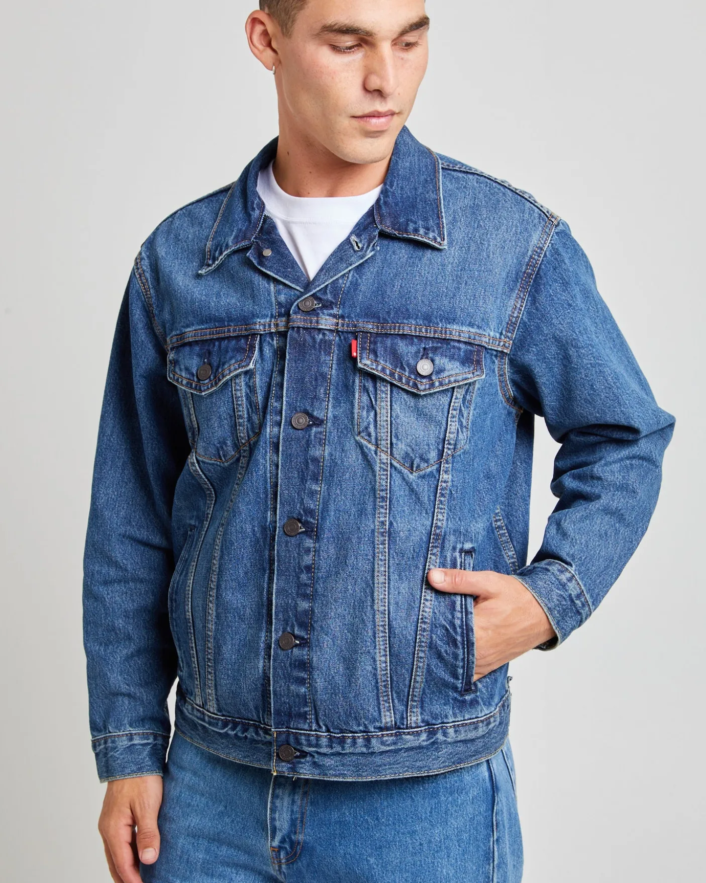 Relaxed Fit Trucker Denim Jacket Waterfalls
