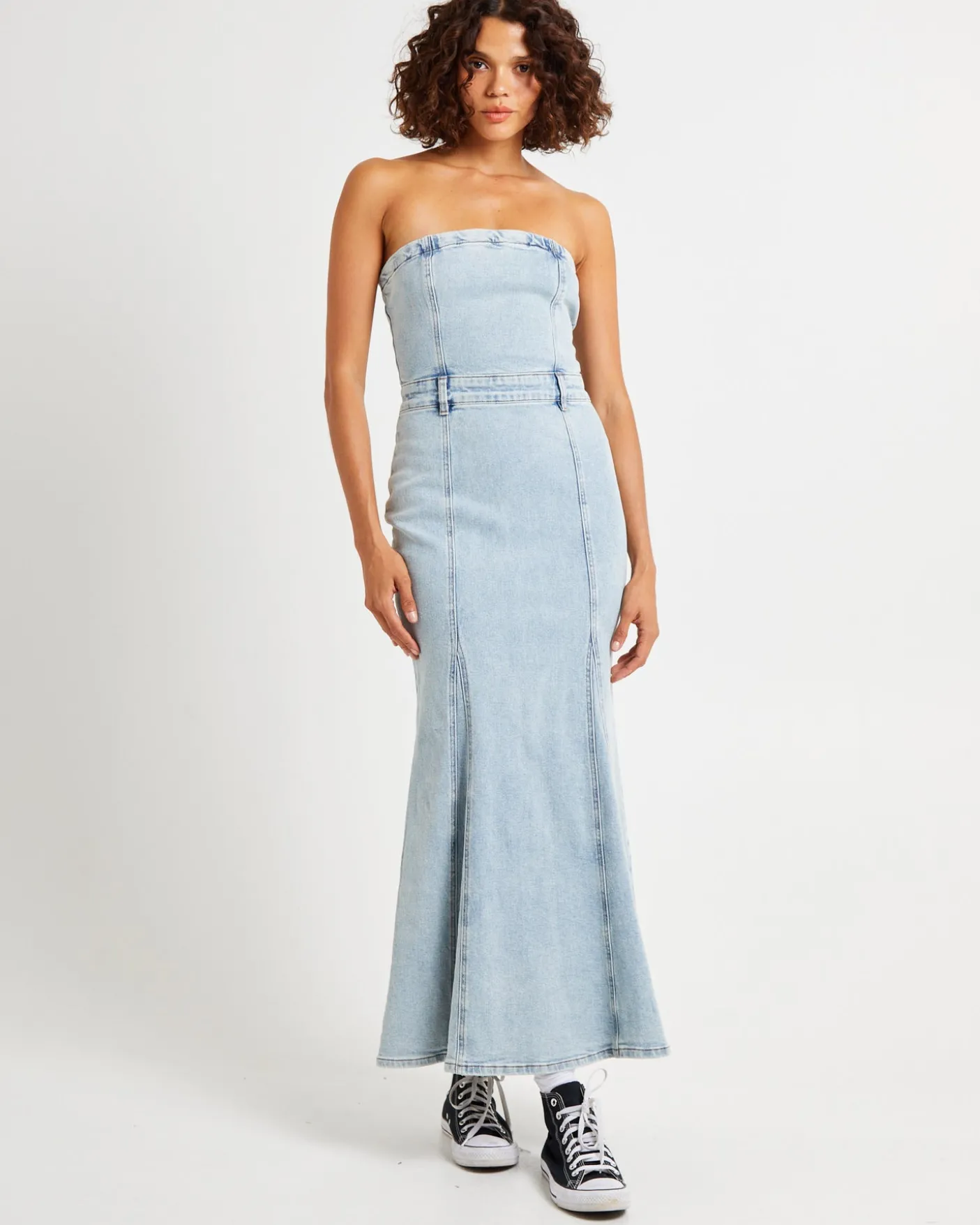 Rendezvous Fishtail Maxi Denim Dress