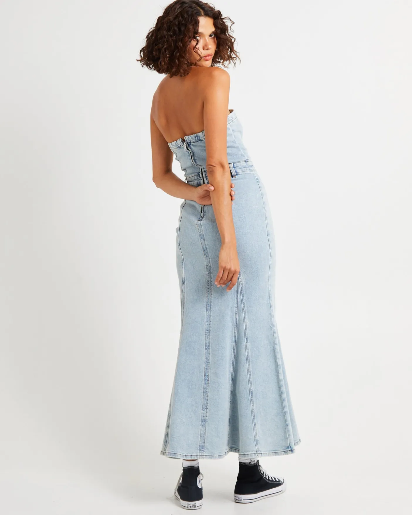 Rendezvous Fishtail Maxi Denim Dress