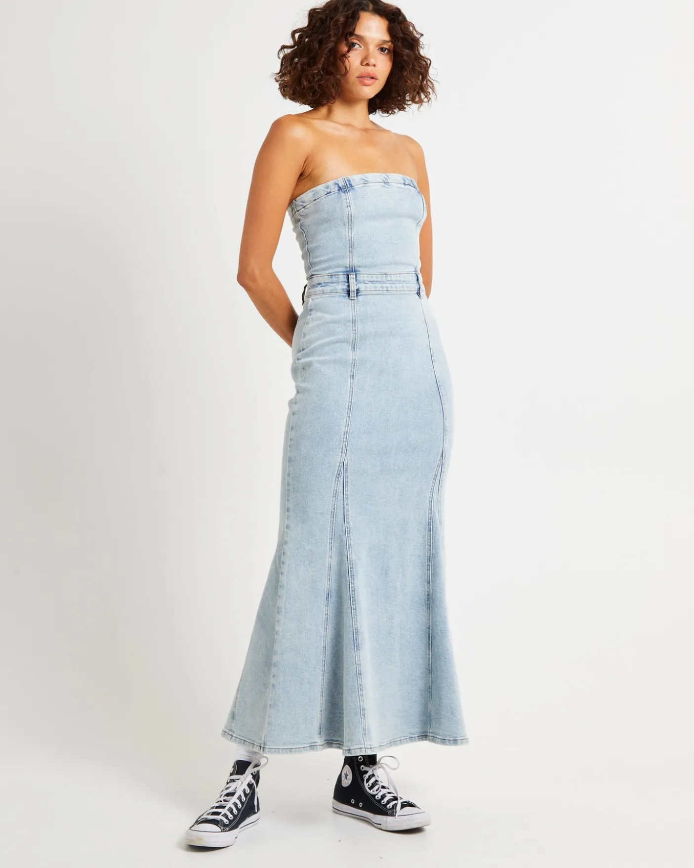 Rendezvous Fishtail Maxi Denim Dress