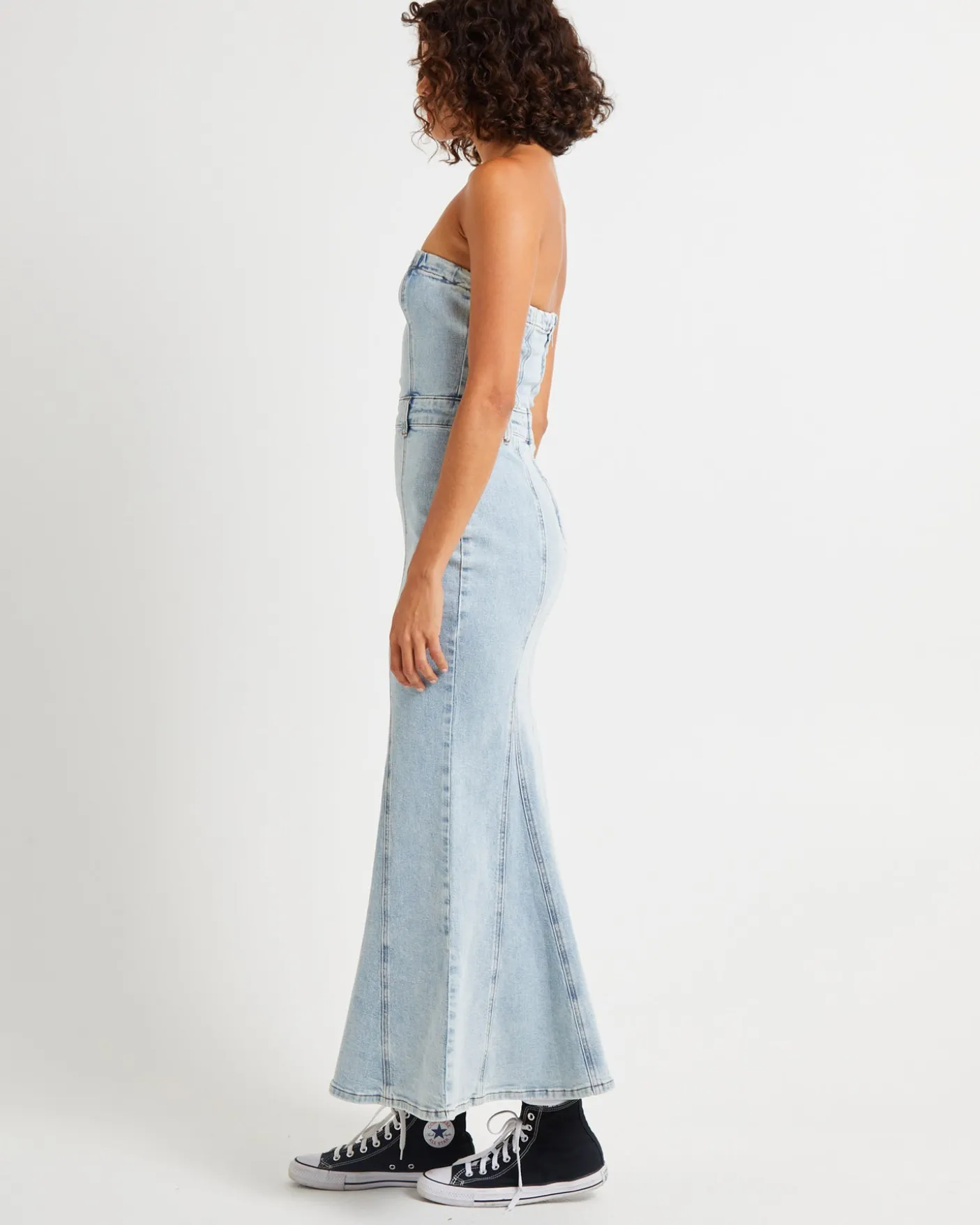 Rendezvous Fishtail Maxi Denim Dress