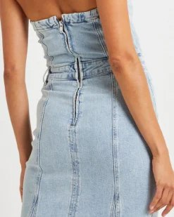 Rendezvous Fishtail Maxi Denim Dress