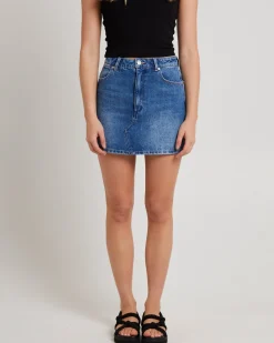 Repair Denim Mini Skirt Deep Oasis