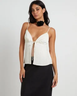 Rhea Pleated Top in Ivory