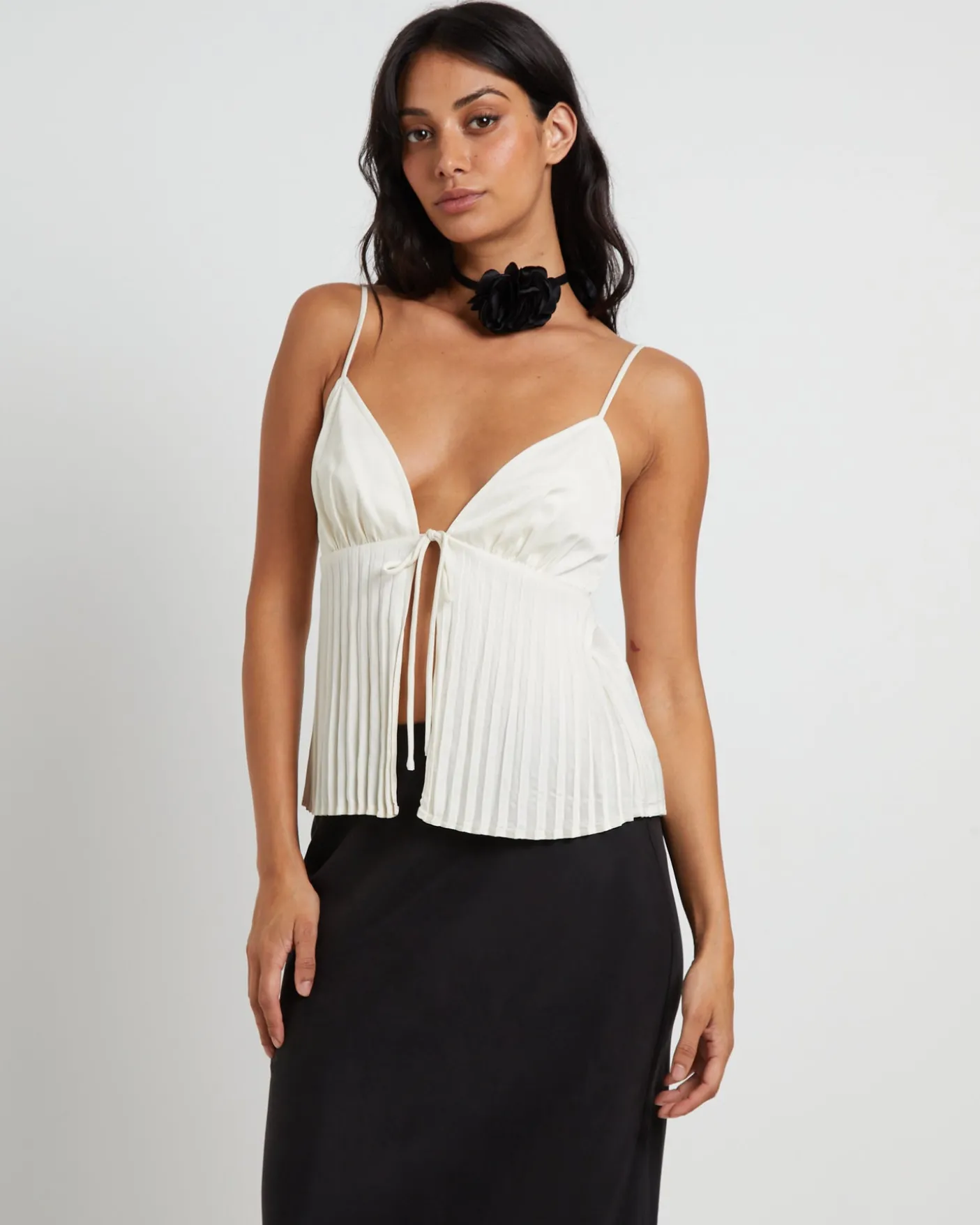 Rhea Pleated Top in Ivory
