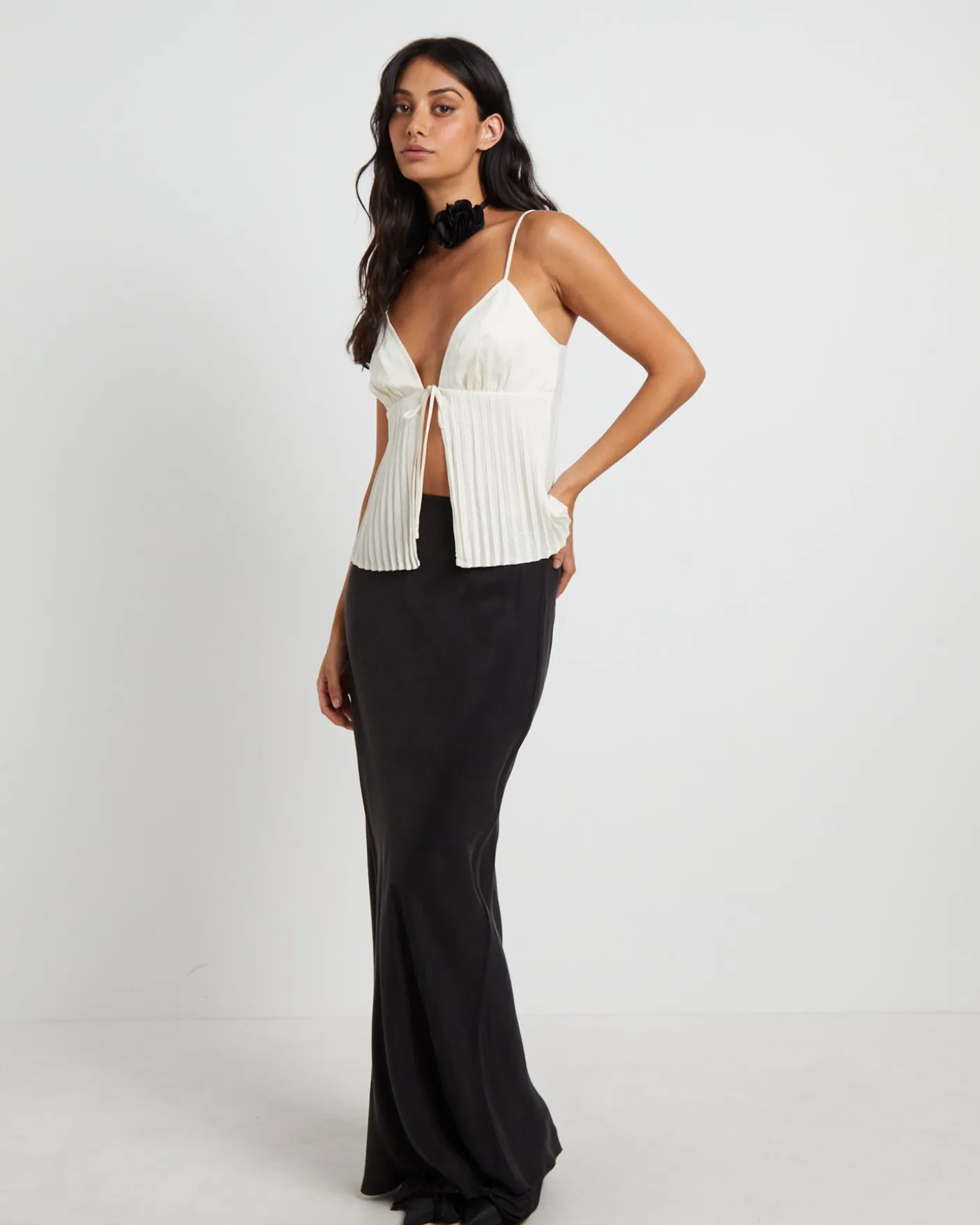 Rhea Pleated Top in Ivory