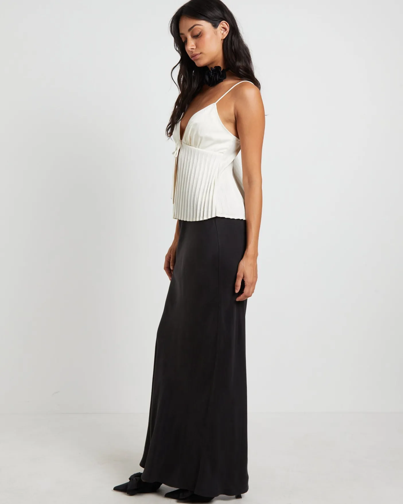 Rhea Pleated Top in Ivory
