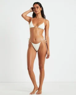 Rib Skinny Strap Tie Side Bikini Bottom