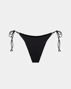 Rib Skinny Strap Tie Side Bikini Bottoms