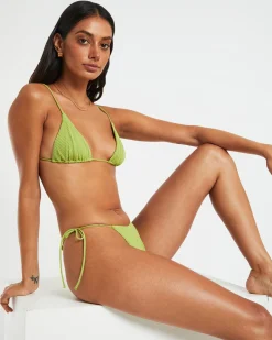 Rib Skinny Strap Triangle Bikini Top