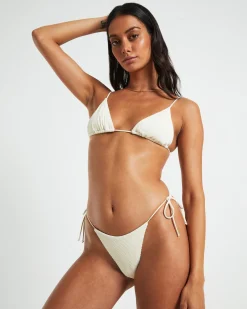 Rib Skinny Strap Triangle Bikini Top Bikini Top