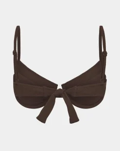 Rib Underwire Tie Back Bikini Top