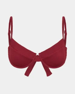 Rib Underwire Tie Back Bikini Top