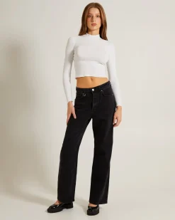 Ribbed Long Sleeve Crop Skivvy