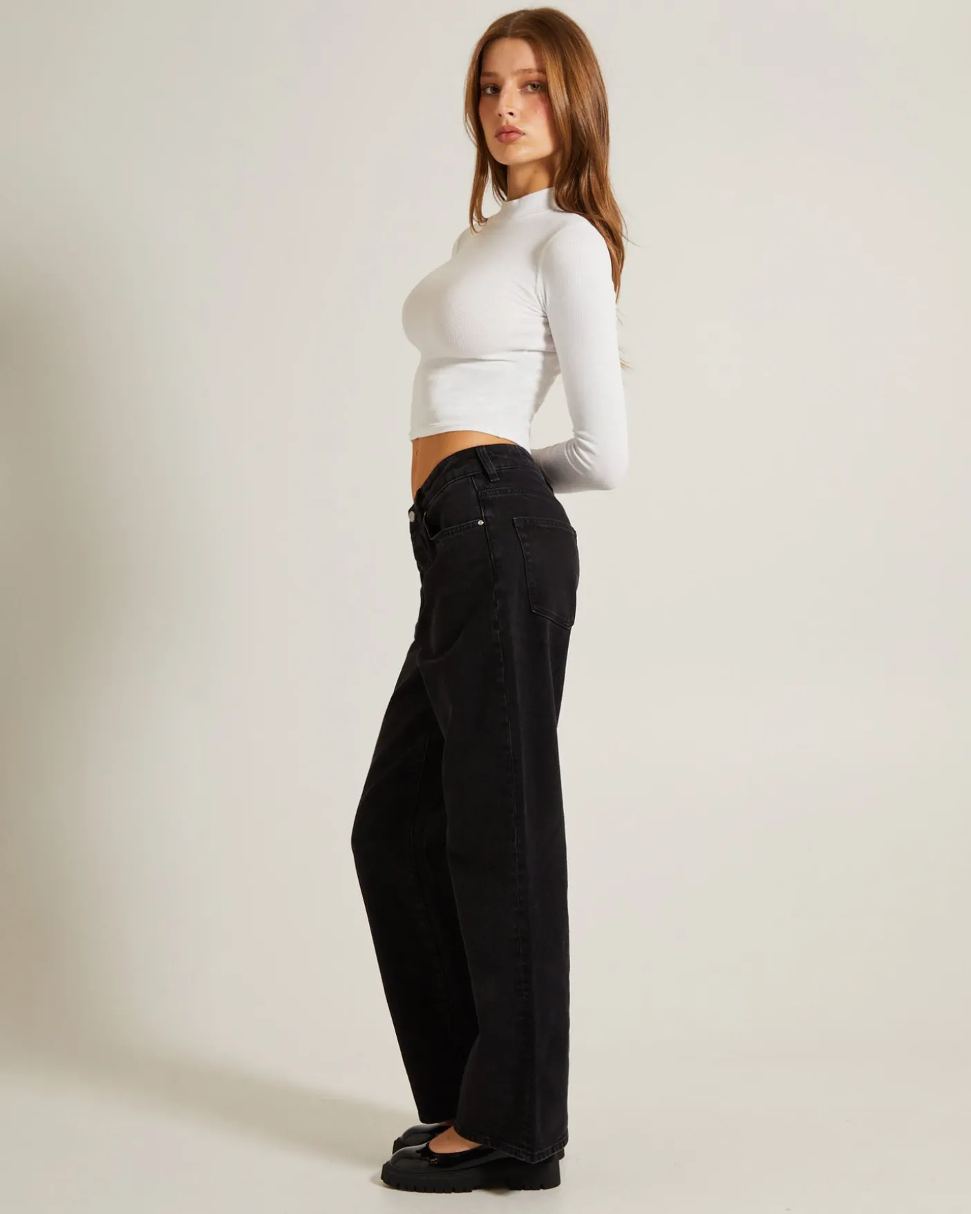 Ribbed Long Sleeve Crop Skivvy