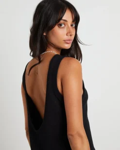 Riley Split Tank Top in Black