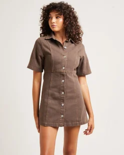 Rio Denim Mini Dress Washed Sepia