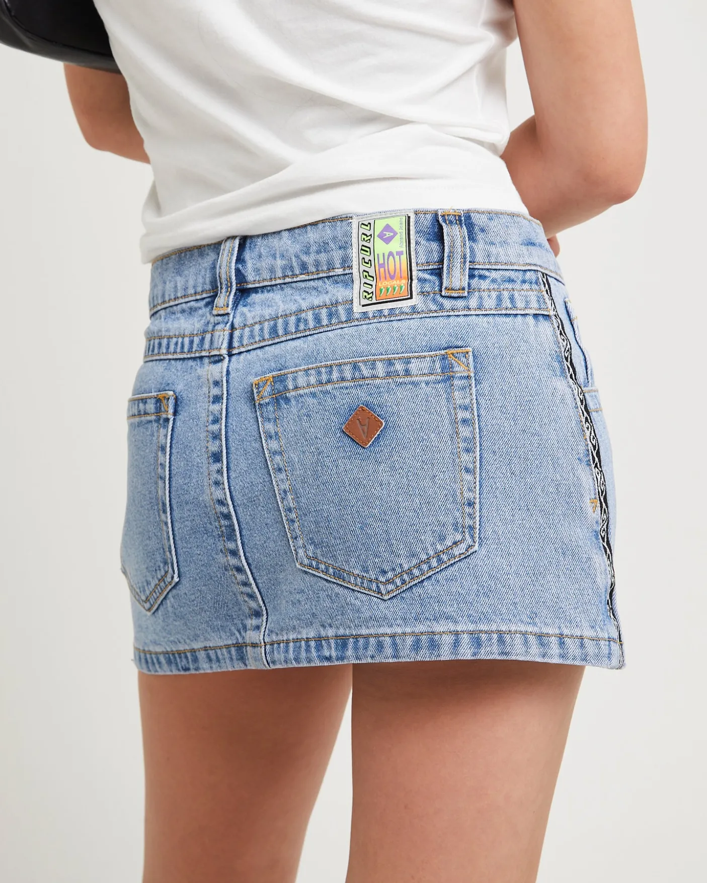 Rip Curl 99 Low Denim Skirt Ariane Tape