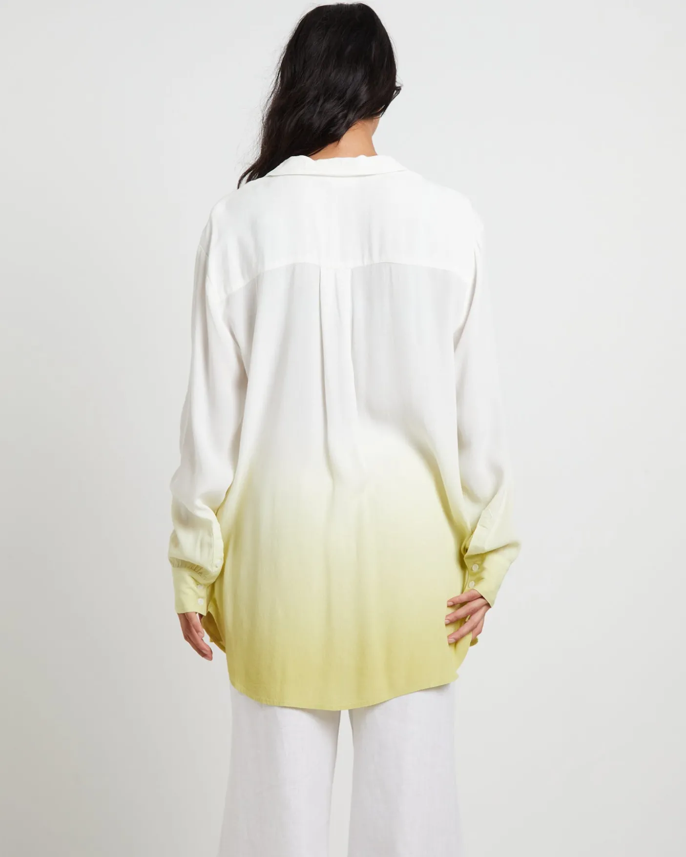 Rochelle Dip Dye Long Sleeve Shirt in Citrus Green