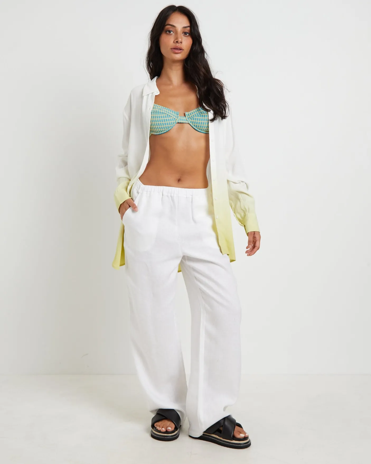 Rochelle Dip Dye Long Sleeve Shirt in Citrus Green