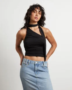 Rowan Slinky Chocker Top in Black