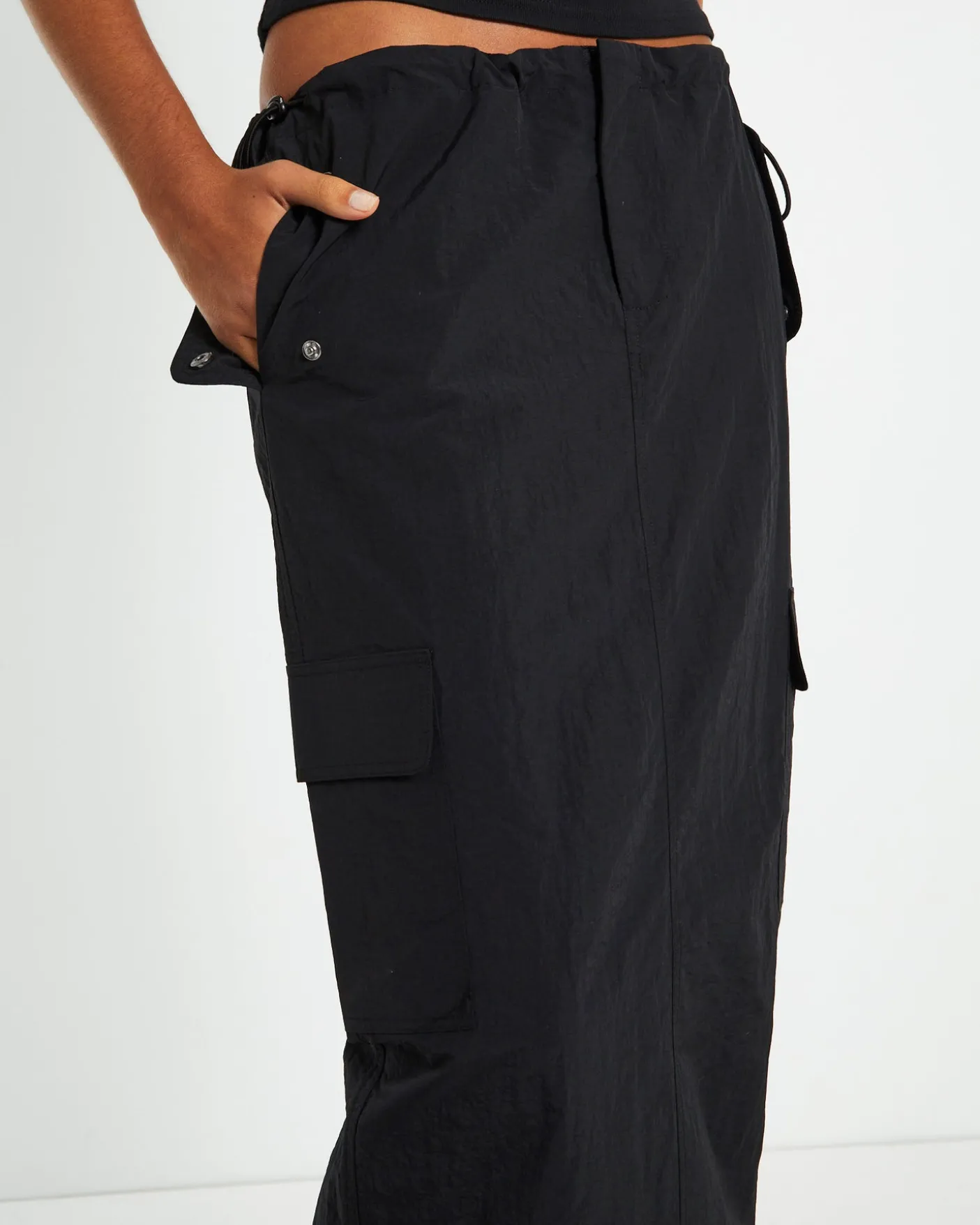 Ruby Multi Pocket Cargo Maxi Skirt Black
