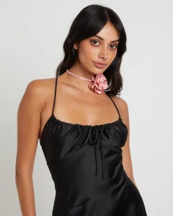 Ruby Romantic Maxi Slip Dress in Black