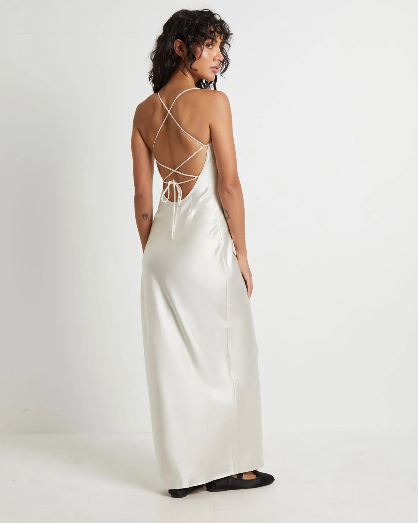 Ruby Romantic Slip Maxi Dress in Ivory