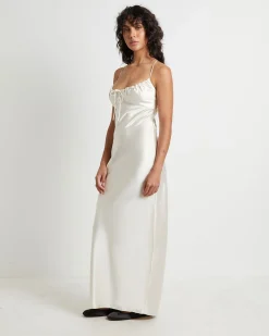Ruby Romantic Slip Maxi Dress in Ivory
