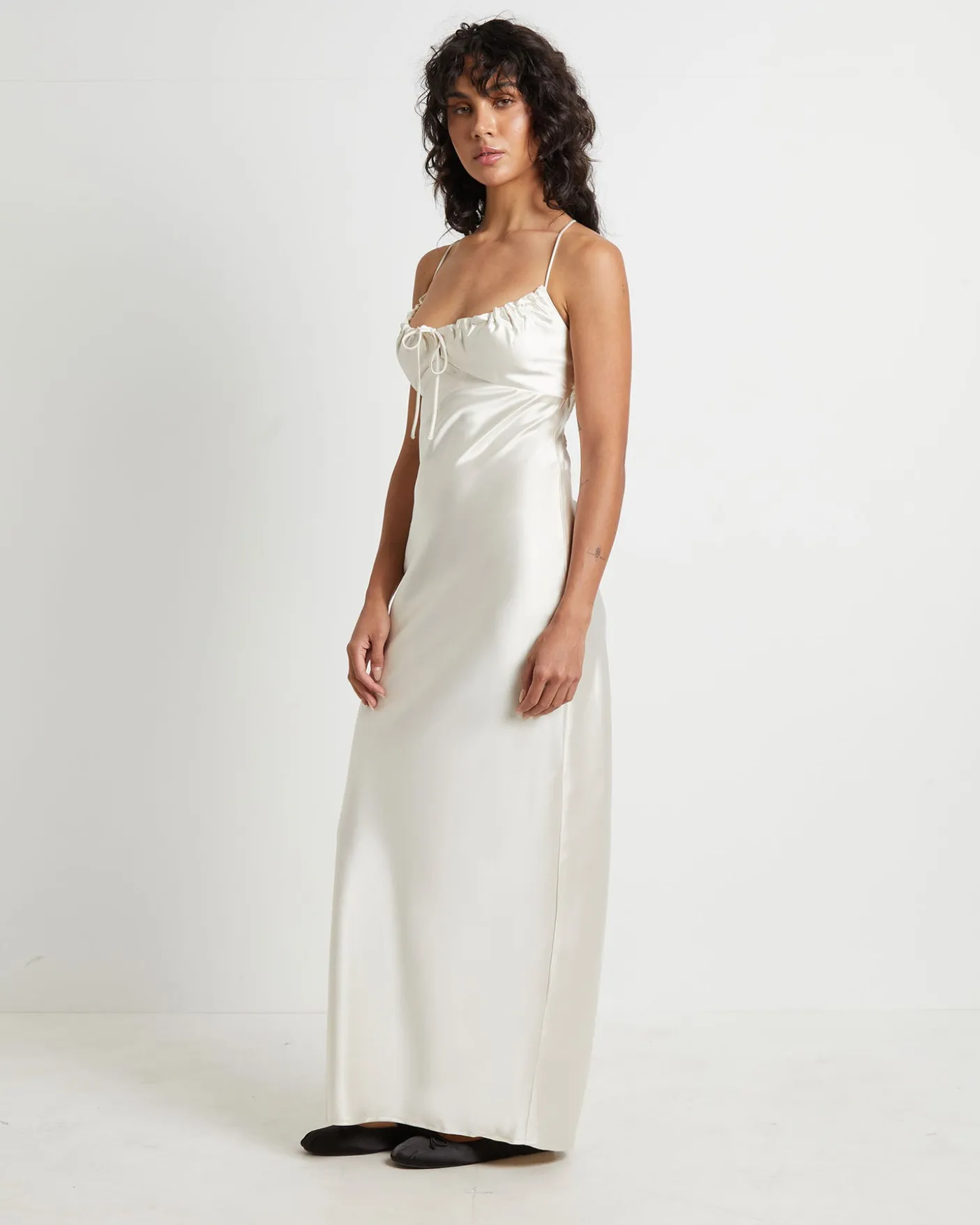 Ruby Romantic Slip Maxi Dress in Ivory