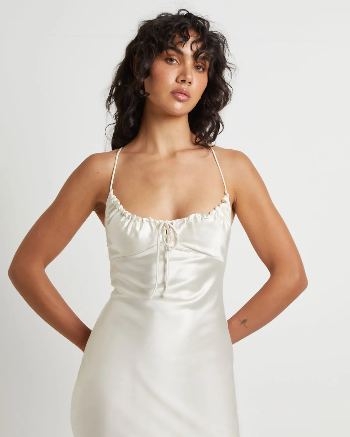 Ruby Romantic Slip Maxi Dress in Ivory