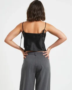 Ruby Romantic Slip Top in Black