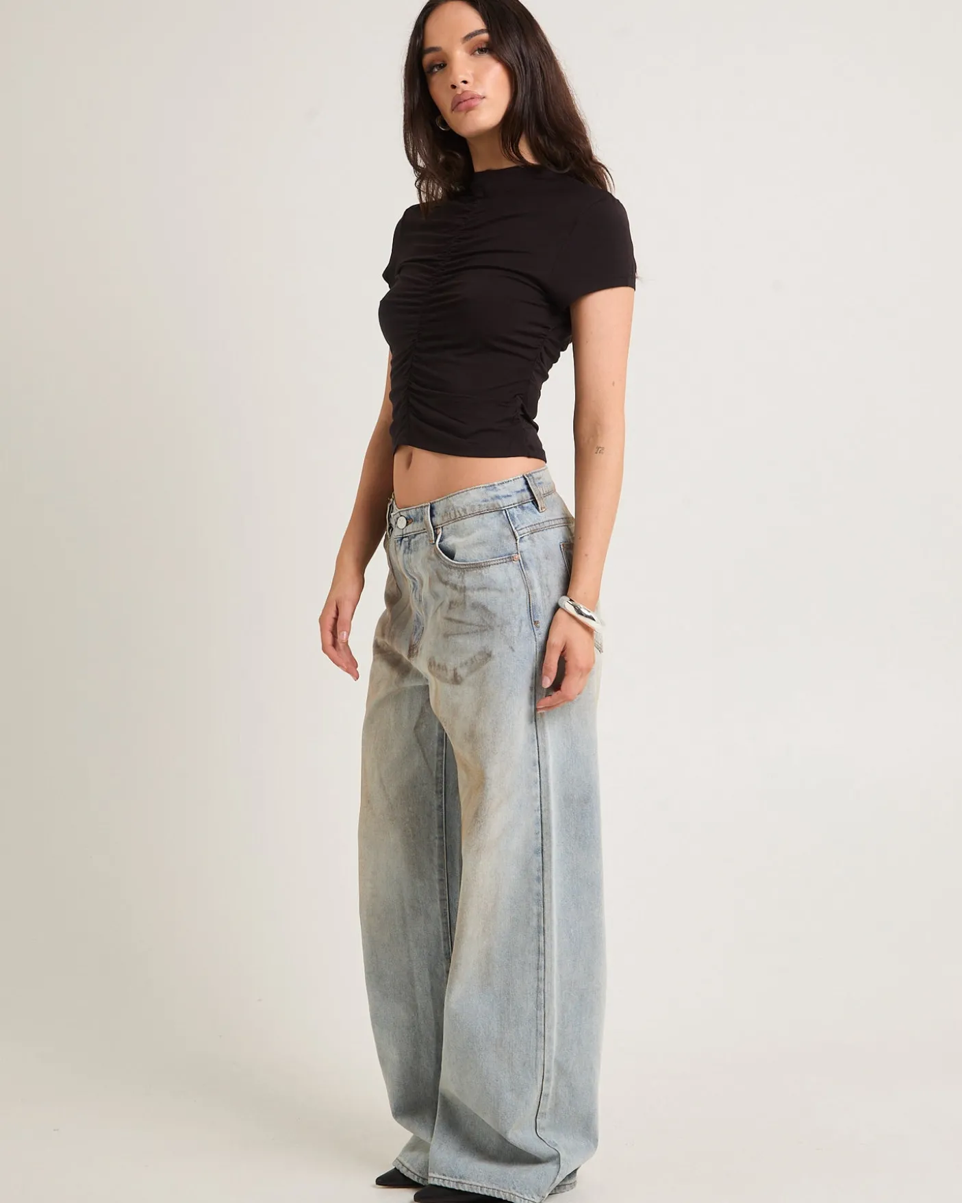 Ruched Mock Neck Top