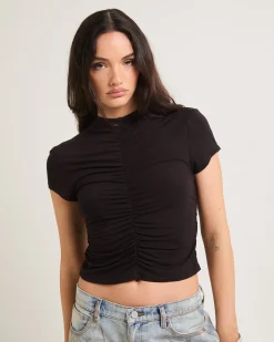 Ruched Mock Neck Top