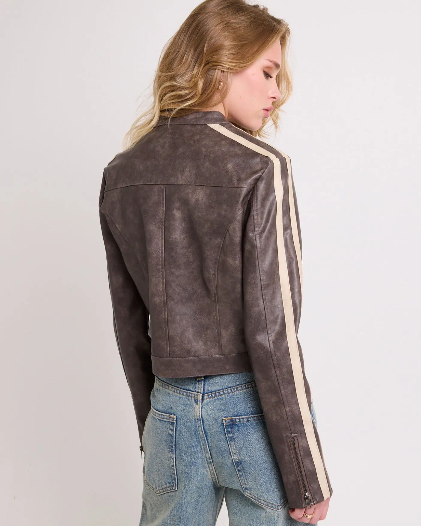 Ryda Leather Look Moto Jacket
