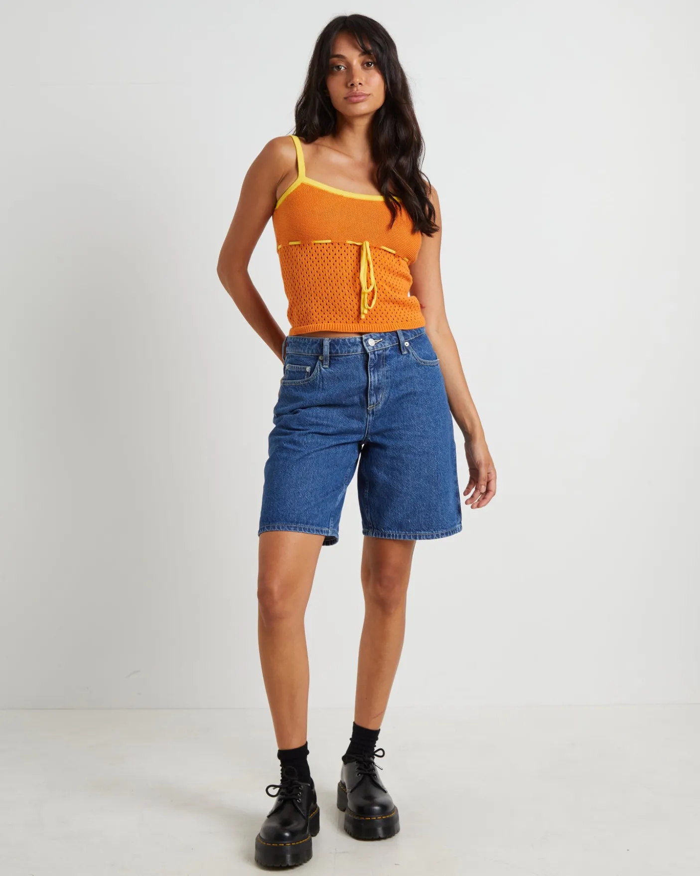 90s Mid Baggy Denim Shorts in Bronx Blue