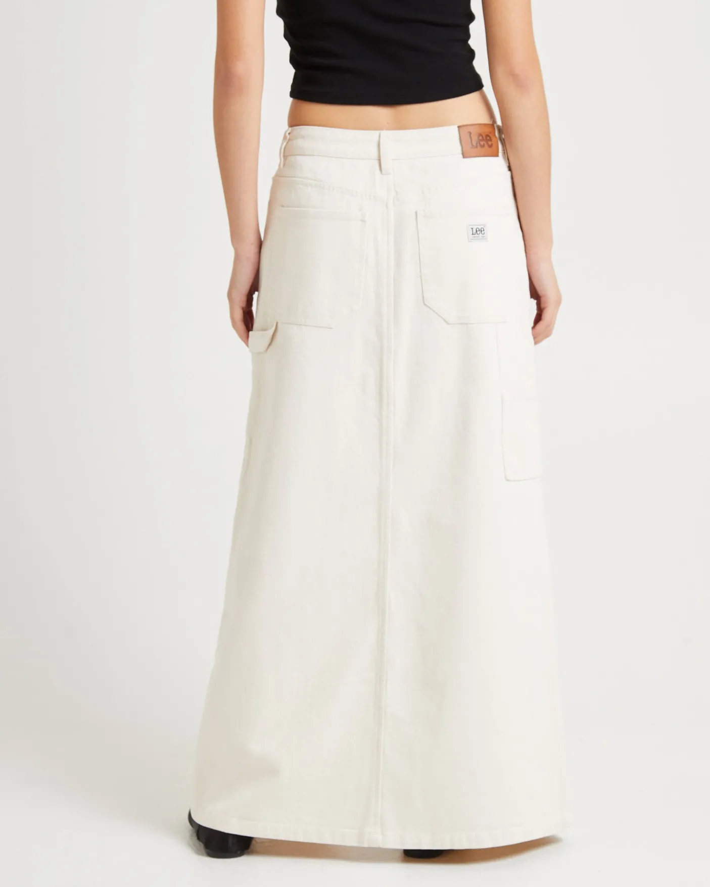 90s Mid Denim Maxi Skirt Unbleached