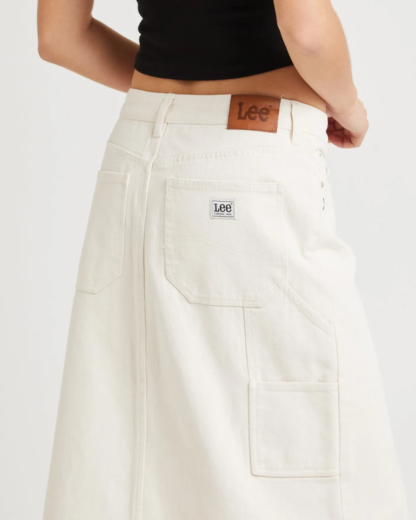 90s Mid Denim Maxi Skirt Unbleached