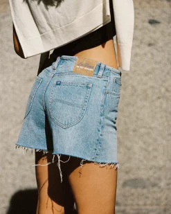 90s Mid Relaxed Denim Shorts in Blue Mood