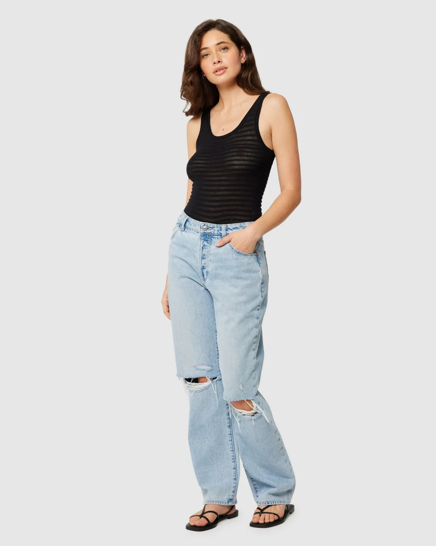 90's Relaxed Denim Jeans Long Beach Worn