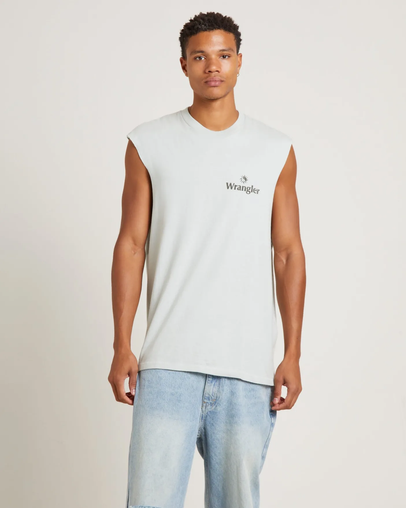 90s Vacay Muscle Tee in Steel Grey