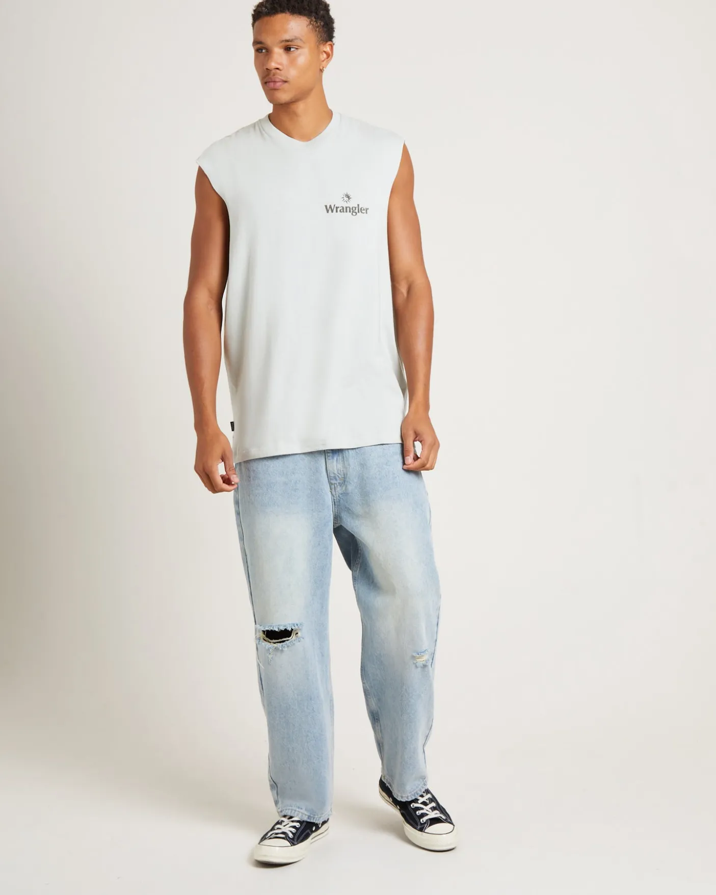 90s Vacay Muscle Tee in Steel Grey