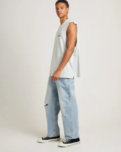 90s Vacay Muscle Tee in Steel Grey