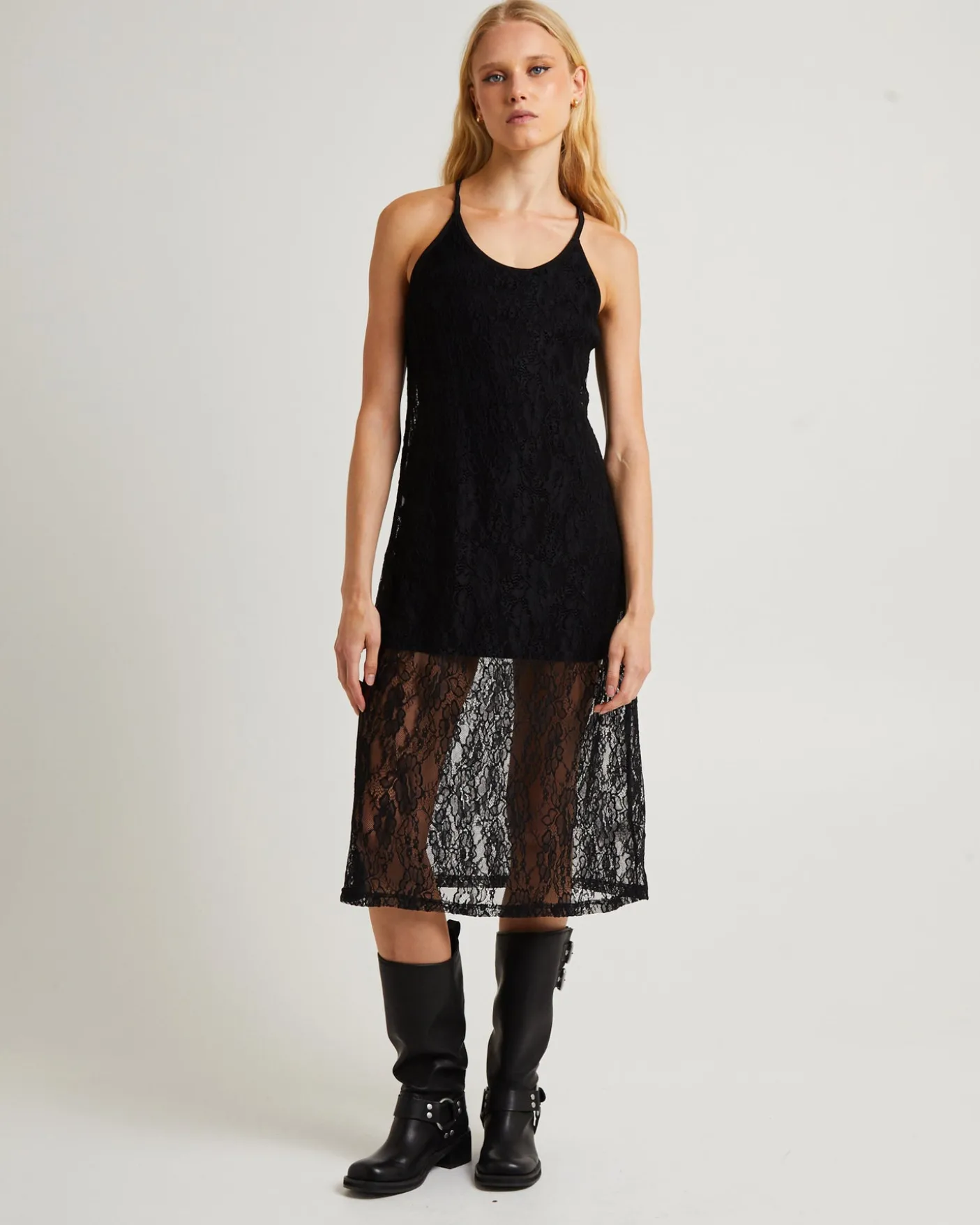 Sacred Lace Midi Dress Black