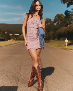 Sandra Gingham Bandeau Mini Dress