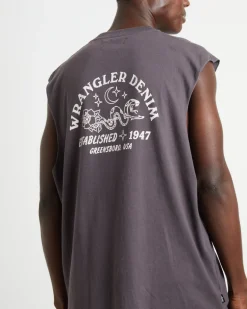 Serpent Stamp Muscle Tee in Slate Grey